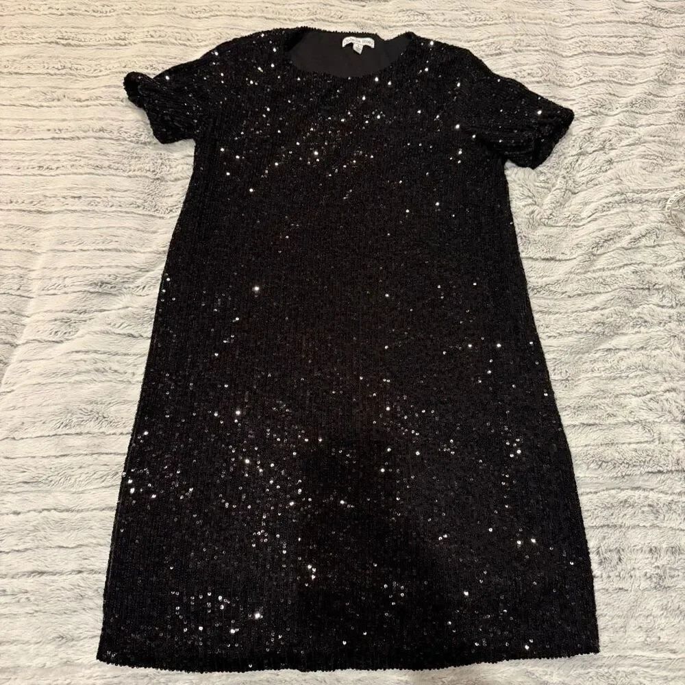 Ophelia Roe Black Sequin Mini Dress Small